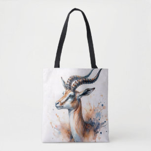 Bolsa Tote Gazelle Head Watercolor Art