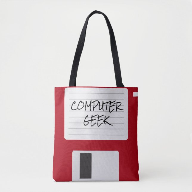 Bolsa Tote Geek retro engraçado do computador (Frente)
