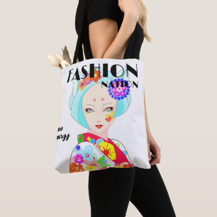 Bolsa Tote Geisha com Flores Pop Art