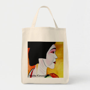 Bolsa Tote Geisha japonesa com arte original verde kimono