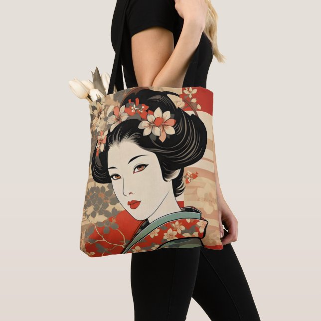 Bolsa Tote Geisha Traditional Ukiyo-e (Close Up)