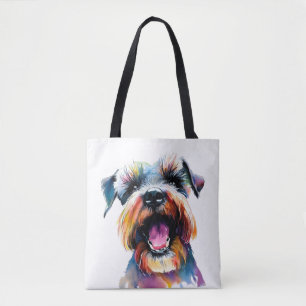 Bolsa Tote Gelado Schnauzer - Design Colorido De Cachorro