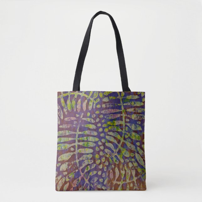 Bolsa Tote Gelli Impressão Stencil Abstrato Art (Frente)