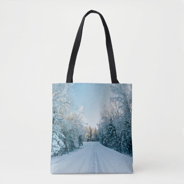 Bolsa Tote Gelo e neve | Frozen Winter Road Russia, Sibéria (Frente)