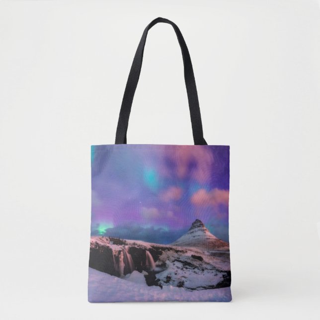 Bolsa Tote Gelo e neve | Luzes Nortes, Montanha Kirkjufall (Frente)