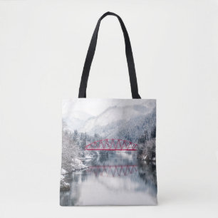Bolsa Tote Gelo e neve   Ponte vermelha no inverno, Japão