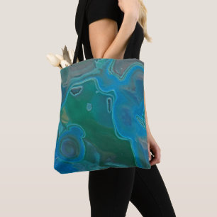 Bolsa Tote Gem Abstrato Verde Azul Vívido Foto Gemstone