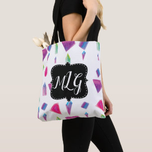 Bolsa Tote Gemas Aquarela Cores da Galáxia Colorida