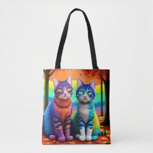 Bolsa Tote Gêmeos da arte digital de gatos-56467
