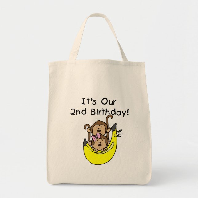 Bolsa Tote Gêmeos, Macaco, segundo aniversário (Frente)