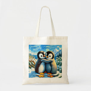 Bolsa Tote Gêmeos pinguins felizes pés azuis