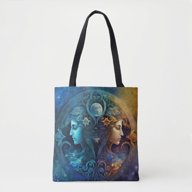 Bolsa Tote Gemini Zodiac Sinal Design (Frente)