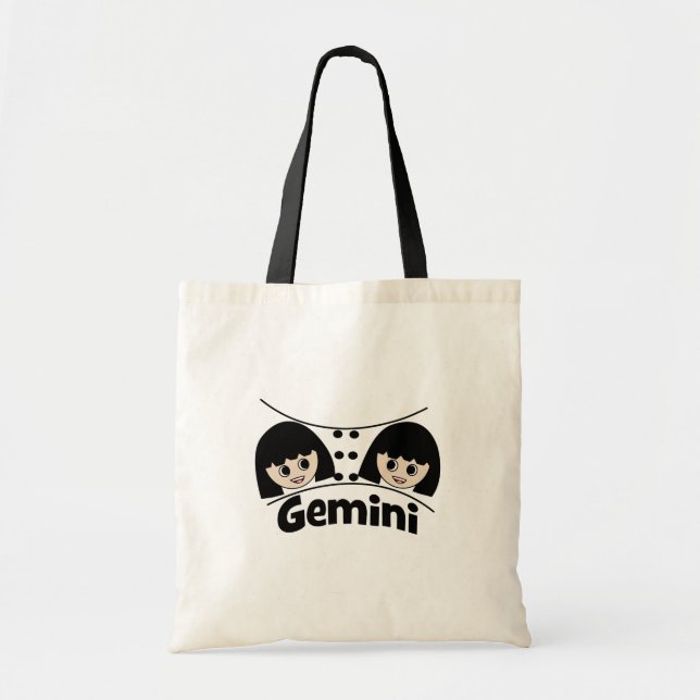Bolsa Tote Gemini Zodiac - Sinal Gêmeos Meninas Crianças (Frente)