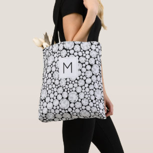 Bolsa Tote Gems Diamond Elegante Monograma Glam Bling Inicial