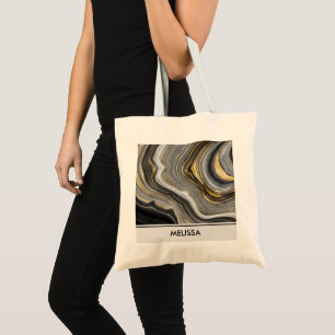 Bolsa Tote Gemstone de Geodo Moderno Dourado e Cinza
