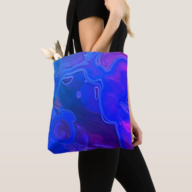 Bolsa Tote Gemstone Photo Bright Blue Neon Abstrato Gem (Close Up)