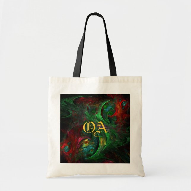 Bolsa Tote Gênesis Bag Abstrato de Arte Verde (Frente)