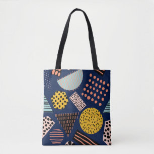 Bolsa Tote Geometria divertida: padrão de multicores de Abstr