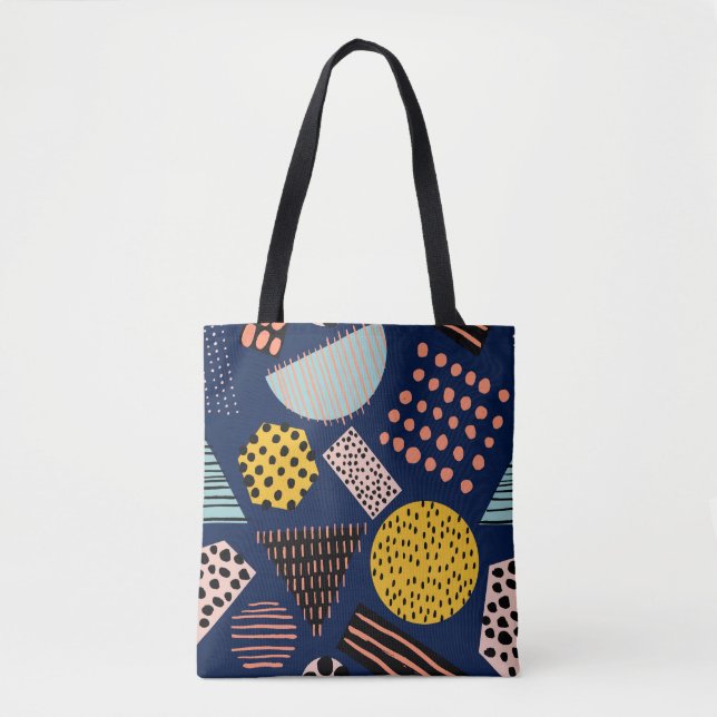 Bolsa Tote Geometria divertida: padrão de multicores de Abstr (Frente)