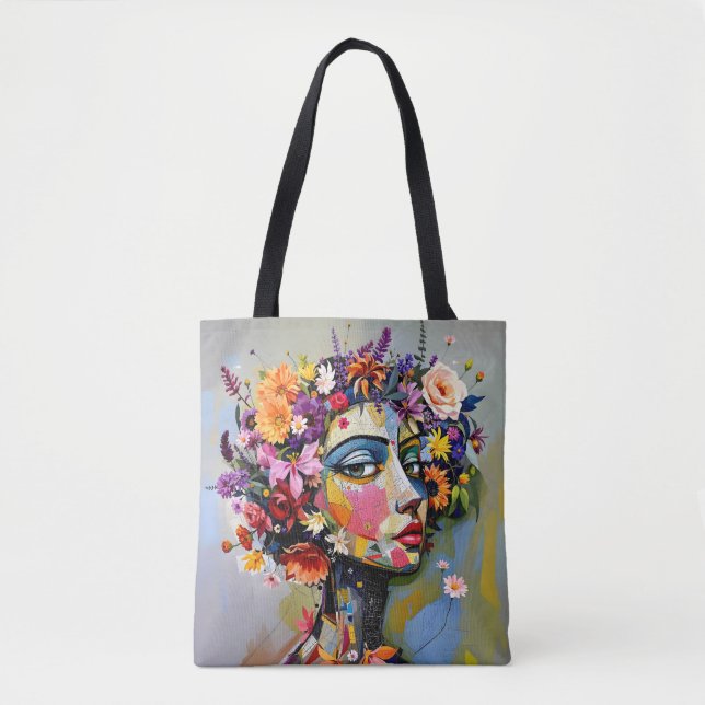 Bolsa Tote "Geometria Floral" - Retrato Botânico (Frente)
