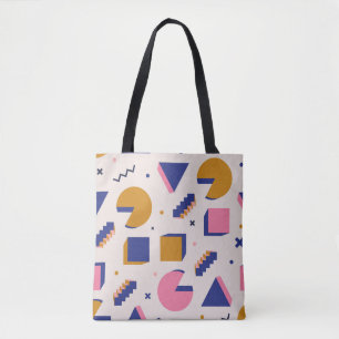 Bolsa Tote Geometria Memphis: 90 anos Moda sem costura