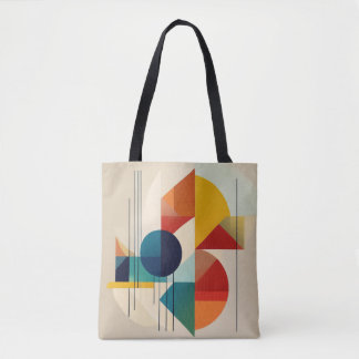 Bolsa Tote Geometric Abstract Art in Bauhaus Style