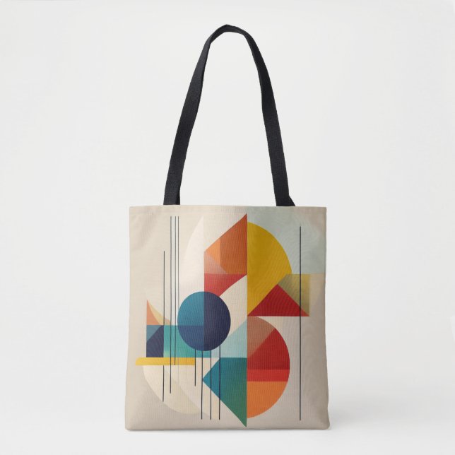 Bolsa Tote Geometric Abstract Art in Bauhaus Style (Frente)