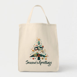 Bolsa Tote Geometric Christmas Tree with Gold Stars