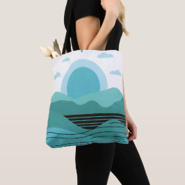 Bolsa Tote Geometric Sun Mountain Abstract with Tribal Border