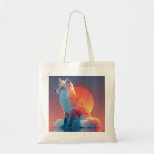 Bolsa Tote Geometric Wolf Silhouette |Modern Polygon Wildlife (Frente)