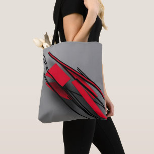 Bolsa Tote Geométrica Abstrata Moderna Vermelha e 
