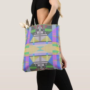 Bolsa Tote Geométrica Azul-Verde Amarelo