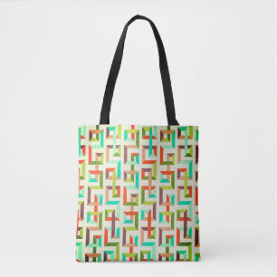 Bolsa Tote Geométrica Vibrante do Labirinto Retro