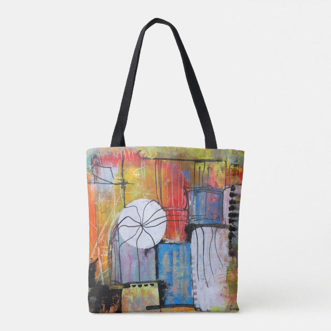 Bolsa Tote Geométrico Abstrato Colorido (Verso)