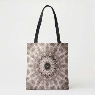 Bolsa Tote geométrico, bege, castanho, mandala