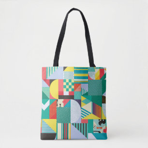 Bolsa Tote Geométrico Decorativo: Elementos de Padrão Vintage