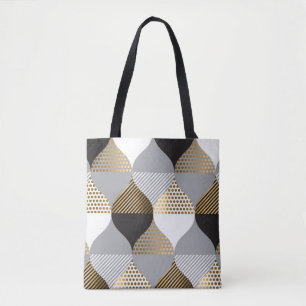 Bolsa Tote Geométrico do luxo: preto, padrão dourado