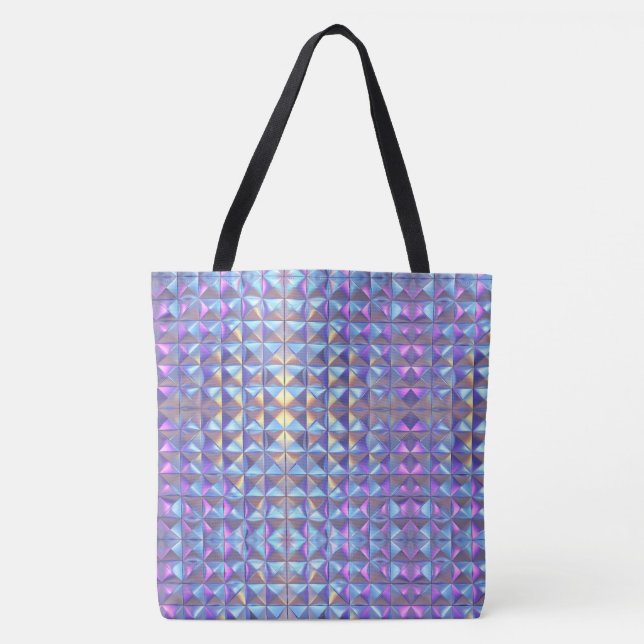 Bolsa Tote Geométrico Dourado, Azul e Iridescente Puro 2 (Frente)