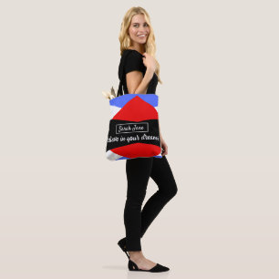 Bolsa Tote Geométrico Moderno Personalizado Vermelho e Azul