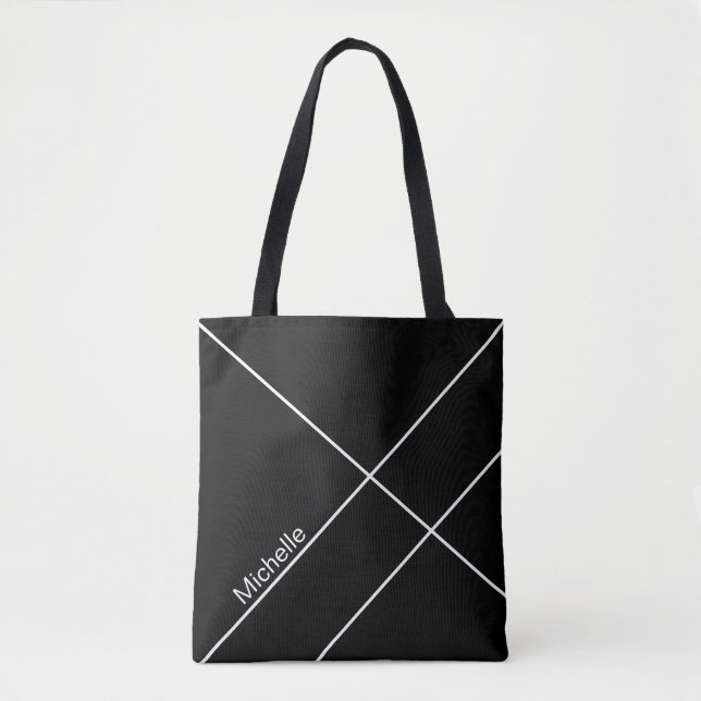 Bolsa Tote Geométrico Urbano Preto Monogramado (Frente)