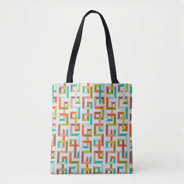 Bolsa / Tote Geométrico Vibrante em 3D no Estilo R (Frente)