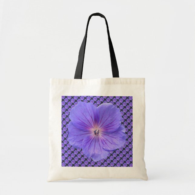 Bolsa Tote Gerânio azul romântico botânico (Frente)
