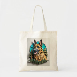 Bolsa Tote German shepherd 3D Paper Art Design T-shirt