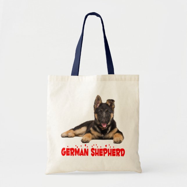 Bolsa Tote German shepherd Cachorro Vermelho Com Amor (Frente)