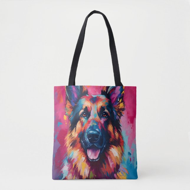 Bolsa Tote German shepherd Colorido (Frente)