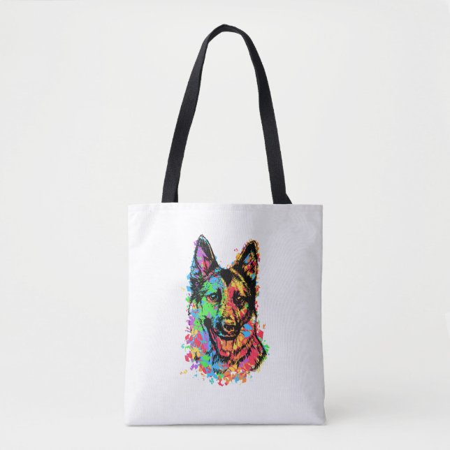 Bolsa Tote German shepherd Colorido (Frente)