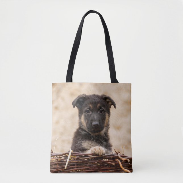 Bolsa Tote German shepherd Em Cesta (Frente)