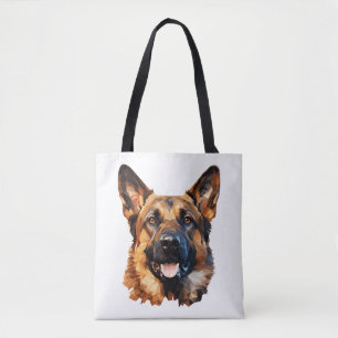 Bolsa Tote German shepherd legal no estilo polígono Clássico 