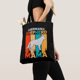 Bolsa Tote German shepherd MAMA, amarelos azuis em preto