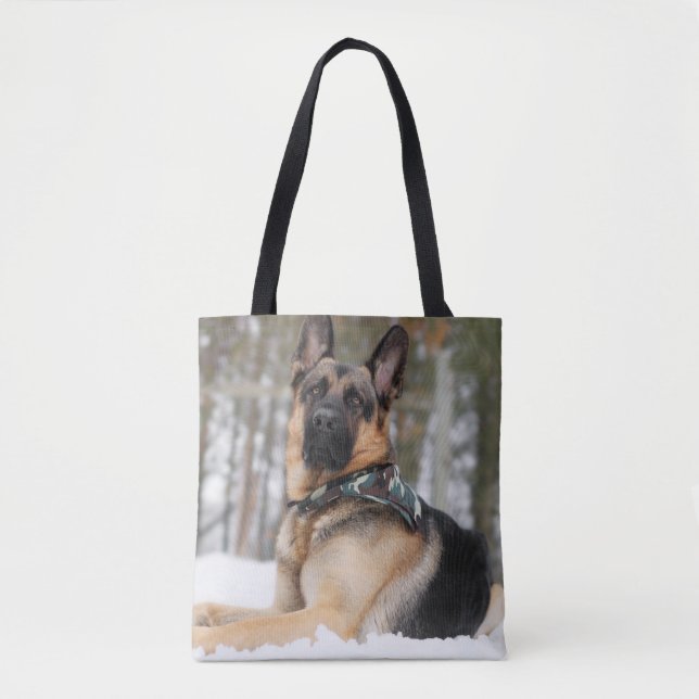 Bolsa Tote German shepherd Na Neve (Frente)